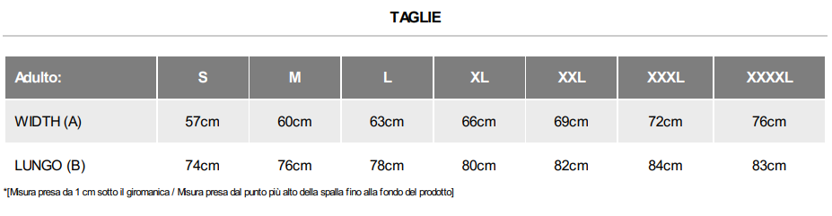 TABELLA TAGLIE